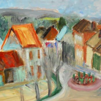 Painting titled "pochade Rue dans le…" by Antonia Ney, Original Artwork, Oil