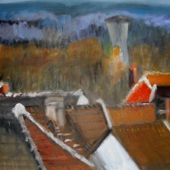 Pintura intitulada "pochade Les toits 2" por Antonia Ney, Obras de arte originais, Óleo