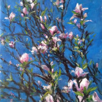 Malerei mit dem Titel "Magnolias" von Antonia Rusu, Original-Kunstwerk, Öl