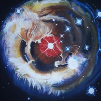 Painting titled "GALAXIE" by Antonia Zamora, Original Artwork, Oil