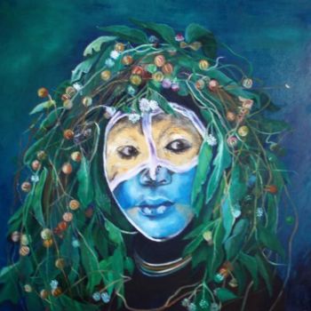 Painting titled "femme fleurs" by Antonia Zamora, Original Artwork, Oil