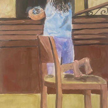 Рисунок под названием "Девочка с пепельниц…" - Antonietka, Подлинное произведение искусства, Гуашь
