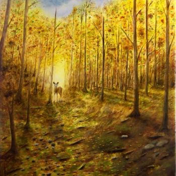 Peinture intitulée "Le chemin vers le s…" par Antop, Œuvre d'art originale, Huile Monté sur Châssis en bois