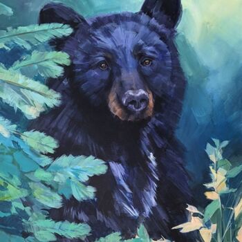 Malerei mit dem Titel "The Black Bear" von Antonina Banderova, Original-Kunstwerk, Acryl