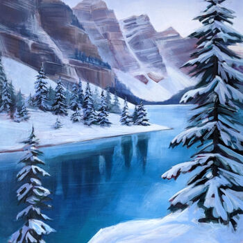 Malerei mit dem Titel "Moraine Lake" von Antonina Banderova, Original-Kunstwerk, Acryl