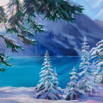 Картина под названием "Lake Louise" - Antonina Banderova, Подлинное произведение искусства, Акрил