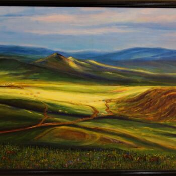 Pittura intitolato "Mongolia Path of Ge…" da Antonina Dunaeva, Opera d'arte originale, Acrilico Montato su Telaio per barell…