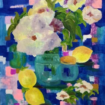 Картина под названием "Flowers Abstract Or…" - Antonina Dunaeva, Подлинное произведение искусства, Акрил
