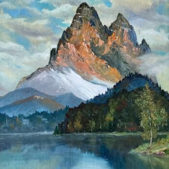 Peinture intitulée "Lake in Mountains L…" par Antonina Dunaeva, Œuvre d'art originale, Huile