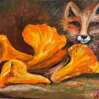 Pintura intitulada "Chanterelles Foxes…" por Antonina Dunaeva, Obras de arte originais, Óleo