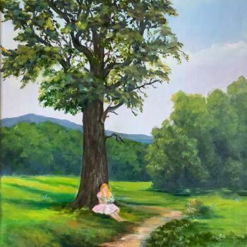 Schilderij getiteld "Tree Landscape Orig…" door Antonina Dunaeva, Origineel Kunstwerk, Olie