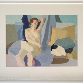 Schilderij getiteld "Nude woman portrait…" door Antonina Falchuk, Origineel Kunstwerk, Was