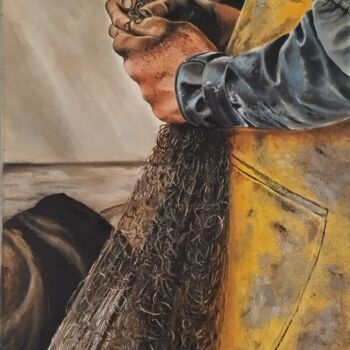 Malerei mit dem Titel "Fisherman" von Antonina Leshchenko, Original-Kunstwerk, Öl Auf Keilrahmen aus Holz montiert