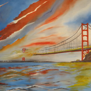 Pintura intitulada "Most w San Francisco" por A.Mark., Obras de arte originais, Óleo