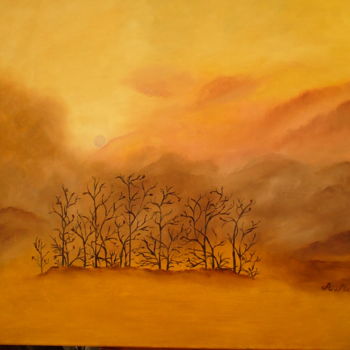 Pintura intitulada "Mgła" por A.Mark., Obras de arte originais, Óleo