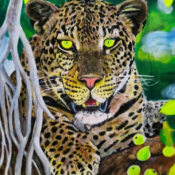 Malerei mit dem Titel "Leopard" von Antonina Mudrova, Original-Kunstwerk, Acryl