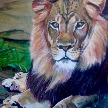 Pintura titulada "Мудрый лев" por Antonina Mudrova, Obra de arte original, Oleo