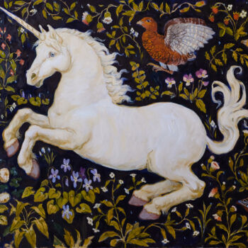 Schilderij getiteld "Unicorn. 2019. oil…" door Antonina Pylaeva, Origineel Kunstwerk, Olie