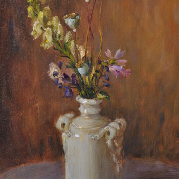 Painting titled "Bouquet with faded…" by Antonina Pylaeva, Original Artwork, Oil