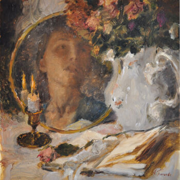 Schilderij getiteld "Mysterious evening" door Antonina Pylaeva, Origineel Kunstwerk, Olie