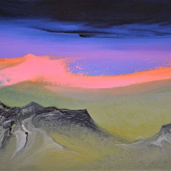 Painting titled "Sunset glow" by Antonina Runovska, Original Artwork, Oil Mounted on Wood Stretcher frame