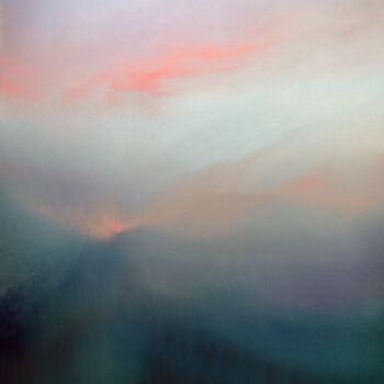 Painting titled "Mist at dawn" by Antonina Runovska, Original Artwork, Oil Mounted on Wood Stretcher frame