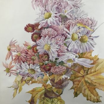 Картина под названием "Осенние цветы" - Antonina Shtogryn, Подлинное произведение искусства, Акварель