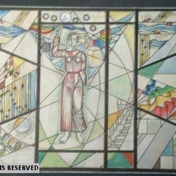 Painting titled "Stained glass wall" by Antonina Bespalova, Original Artwork