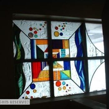 Painting titled "Stained glass wall" by Antonina Bespalova, Original Artwork