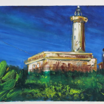 Peinture intitulée "Lighthouse of Sicil…" par Tricomi, Œuvre d'art originale, Acrylique