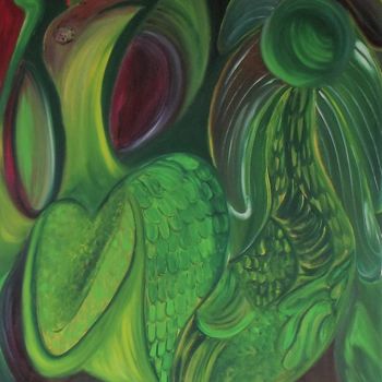 Pittura intitolato "BIG GREEN" da Saviezza, Opera d'arte originale, Olio