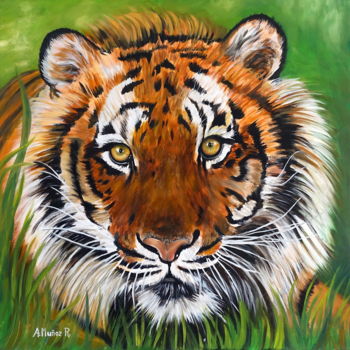 Картина под названием "Tigre de Bengala.jpg" - Antonio Muñoz Rodríguez, Подлинное произведение искусства, Масло