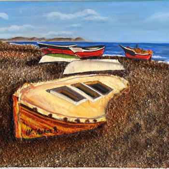 Pintura titulada "Barcas.jpg" por Antonio Muñoz Rodríguez, Obra de arte original, Oleo