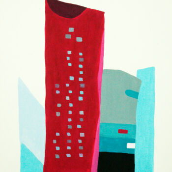 Pintura titulada "Edificio 1" por Antonio Abril, Obra de arte original, Gouache