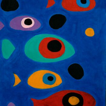 Painting titled "Peces 1" by Antonio Abril, Original Artwork, Tempera