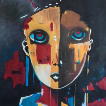 Peinture intitulée "Mujer con ojos rojo…" par Antonio Abril, Œuvre d'art originale, Huile