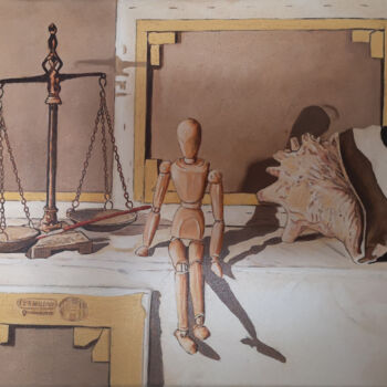 Peinture intitulée "il peso dell'arte" par Antonio Cantiello, Œuvre d'art originale, Huile Monté sur Châssis en bois