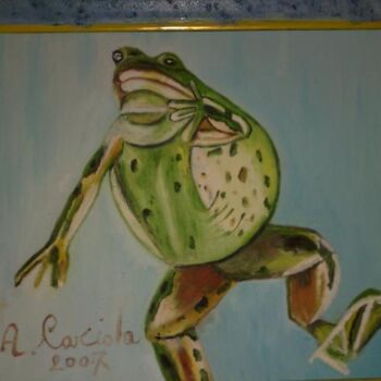 Pittura intitolato "la rana che salta" da Antonio Cariola, Opera d'arte originale