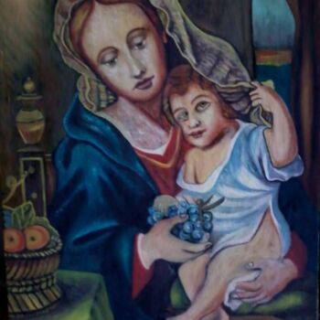 Painting titled "madonna" by Antonio Cariola, Original Artwork, Oil