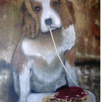 Pintura intitulada "cane mangione" por Antonio Cariola, Obras de arte originais