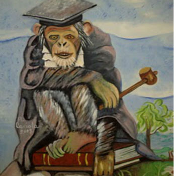 Painting titled "scimmia che giudica" by Antonio Cariola, Original Artwork