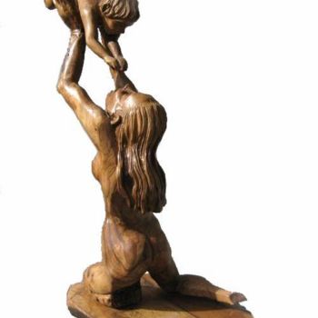 Sculpture titled "IN ALTO" by Antonio D'Abramo, Original Artwork, Wood