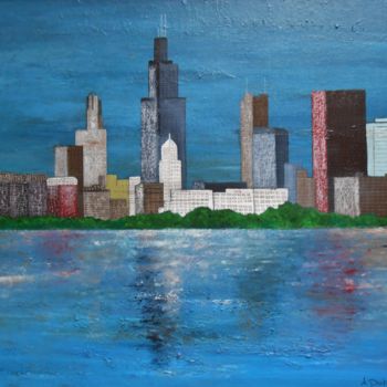 Pintura intitulada "Chicago" por Antonio Doreste, Obras de arte originais, Acrílico