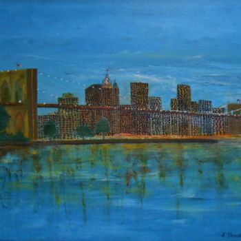 Pintura titulada "Puente de Brooklyn" por Antonio Doreste, Obra de arte original, Acrílico