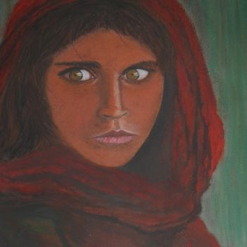 Painting titled "Muchacha afgana" by Antonio Doreste, Original Artwork, Pastel
