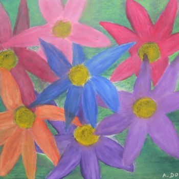 Painting titled "Flores" by Antonio Doreste, Original Artwork, Pastel