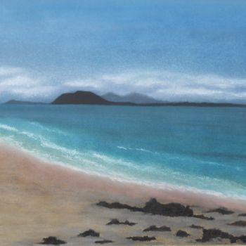 Painting titled "Playa de Corralejo" by Antonio Doreste, Original Artwork, Pastel