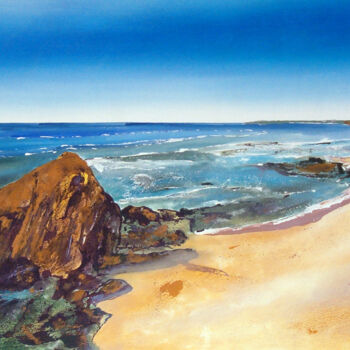 Malarstwo zatytułowany „Praia de  Santa Cru…” autorstwa Antonio Guimaraes, Oryginalna praca, Olej