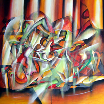 Schilderij getiteld "Fragmentos do pensa…" door Antonio Guimaraes, Origineel Kunstwerk, Olie