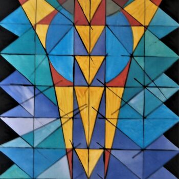 绘画 标题为“Cubismo-vitral-tela” 由Antonio Guimaraes, 原创艺术品, 丙烯